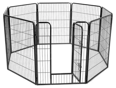 Obrázok produktu pre Vonkajší výbeh pre psov – prenosný kovový výbeh – čierna farba – 77 x 100 cm