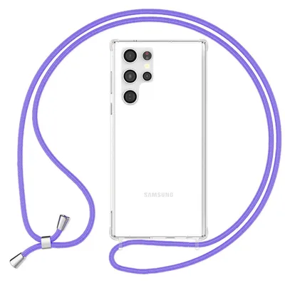Produktbild von Klare Hülle mit Kette zum Umhängen für Samsung Galaxy S23 Ultra Lila