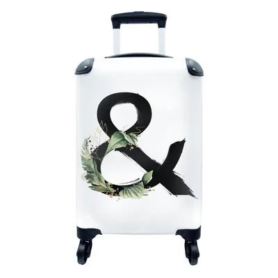 Produktbild von MuchoWow® Koffer Handgepäck Trolley Rollkoffer Kleine Reisekoffer mit 4 Rollen - Schwarz & Weiß - Zeichen & - Cabin Size < 55x40x23 cm & 55x40x20 cm - Fotokoffer - Kabinenkoffer - Boardgepäck - Reise-Box - Reisekoffer - Reisegepäck - Koffer mit Bild - Trolley für Kinder