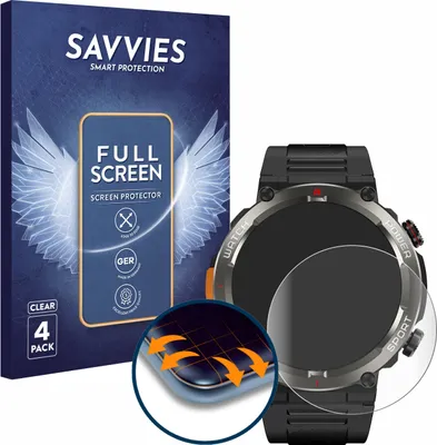 Produktbild von 4x Savvies Fullscreen Schutzfolie für Blackview W50 Pro 1.45" Displayschutz Folie Fullcover Klar Transparent