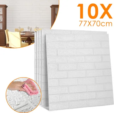 Produktbild von Riossad 10 tlg 3D Tapete Wandverkleidung Selbstklebend - 77 x 70cm Steinoptik Ziegel Tapete Moderne Wasserdicht Wandaufkleber fuer Wohnzimmer, Schlafzimmer