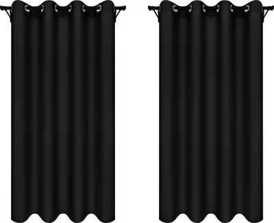 Obrázok produktu pre Závesy s očkami 140x160 cm 2 kusy čierne záclony do obývačky