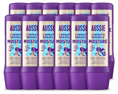 Image de 12 masques capillaires Aussie "3 Minute Miracle Moisture" - 225 ml - Pack économique - 12 pièces