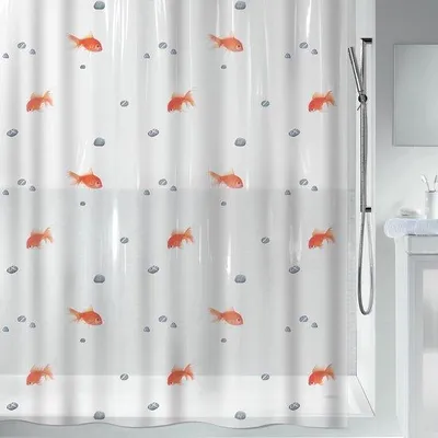 Produktbild von Famanu Duschvorhang Goldfisch Orange 180 x 200 cm - transparent PVC, wasserabweisend