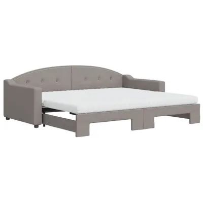 Produktbild von vidaXL Tagesbett Ausziehbar mit Matratzen Taupe 90x200 cm Stoff