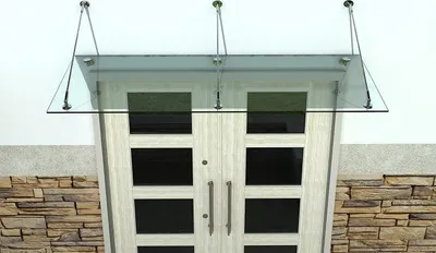 Produktbild von BuyLando (3STB) 250x90 cm Klarglas Glasvordach inkl. Edelstahlhalter gebürstet