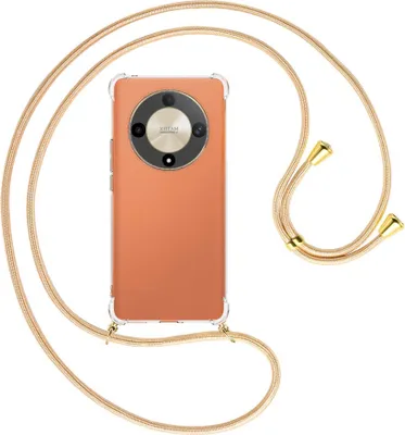Produktbild von Handykette Backcover-Schutzhülle mit Band (Metall goldfarben) für Honor X9b (6.78'') - Goldkordel