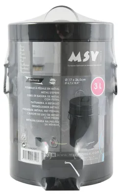 Produktbild von MSV Treteimer fur Bad/Toilette - schwarz - 3L - 17 x 26 cm - Toilette