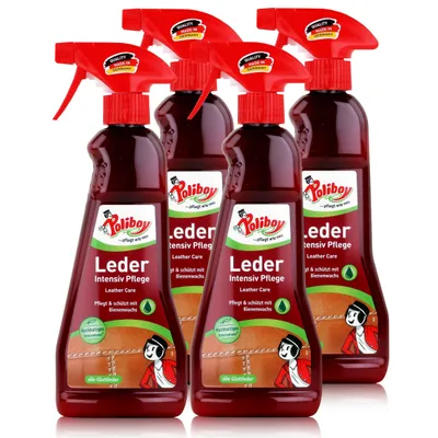 Produktbild von Poliboy Leder Intensiv Pflege 375ml - Pflegt, schützt mit Bienenwachs (4er Pack)