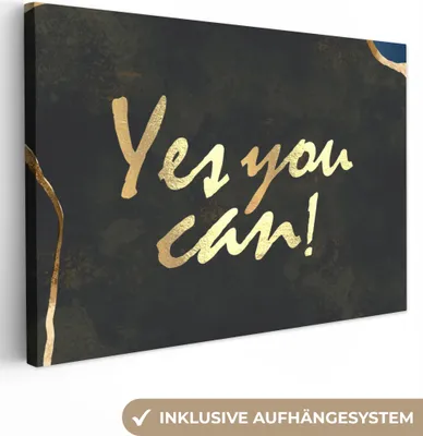 Produktbild von OneMillionCanvasses® - Leinwandbilder - 150x100 cm, Zitat - Motivation - Gold - Schwarz, Wandbilder Kunstdruck Wanddekoration