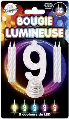 Imagen del producto de Vela LED con forma del número 9, para decoración de pasteles - Talla única