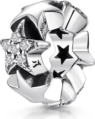 Produktbild von MATERIA by Matthias Wagner Spacer Bead Sterne Zwischenelement 925 Silber Zirkonia Charm für Beads Armband / Kette 1111