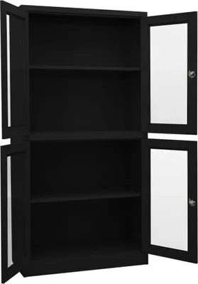 Produktbild von vidaXL Büroschrank Schwarz 90x40x180 cm Stahl und Hartglas