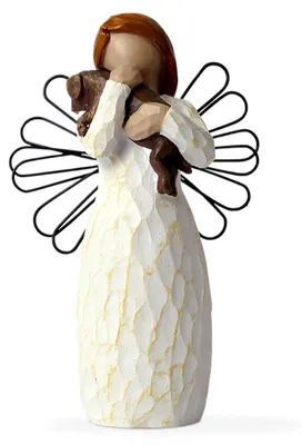 Hundeengel-Figur handbemalt, 8 x 4 x 13 cm, Polyresin, Stil 1, Trostgeschenk