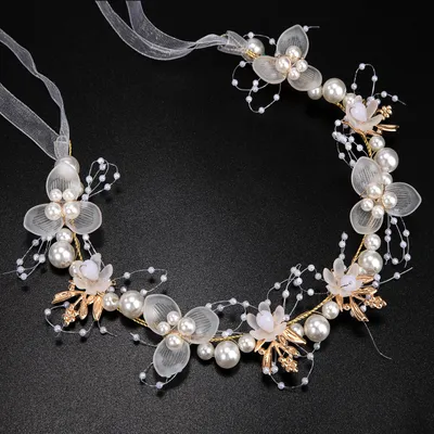 Produktbild von Heveer Hochzeit Perle Haarschmuck Kommunion Mädchen Haarkranz Prinzessin Blume P