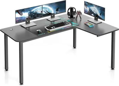 Immagine prodotto di L-Bureau - Scrivania ad angolo - Arredamento per l'ufficio domestico - Ampio spazio di lavoro - 155x110 cm - Nero