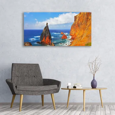 Produktbild von Glasbilder 120x60 Wandbild Druck auf Glas Felsen Meer Landschaft