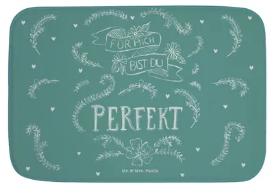 Produktbild von Mr. & Mrs. Panda Badteppich Du bist perfekt - Geschenk, Jahrestag, Traummann, Badvorleger, Dekoration, Liebe Spruch, Freundin, Hochzeitstag, Duschvorleger, Badematte