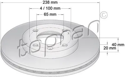 Produktbild von 2x TOPRAN Bremsscheibe 103 407 vorne für VW GOLF II (19E 1G1) GOLF III (1H1)