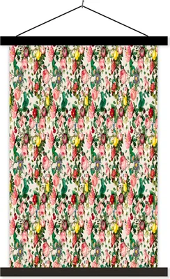 Produktbild von MuchoWow® Textilposter Blumen - Rosen - Farben - Muster 120x180 cm mit schwarzem Rahmen - Fotos