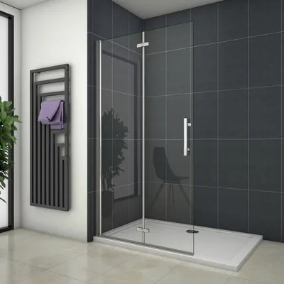 Produktbild von Scharniertür 100X185cm Duschabtrennung Duschwand Eckeinstieg Falttüren Duschtür mit 6mm Sicherheitsglas Duschkabine