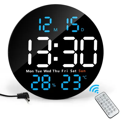 Digitale LED-Wanduhr 25 cm, Fernbedienung, Timer, Doppelalarm
