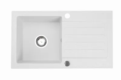 Produktbild von [Granitspüle 76x44 in verschiedenen Farben+ Armatur Side] Hochwertig beidseitig Montierbar Küchenspüle Eckig Einbaugranitspüle Granit Spülbecken f. Unterschränke ab 45 cm inkl.Siphon Set, Farben:Weiß