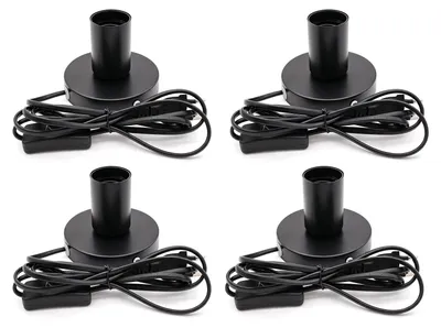 E27 Lampenfassung, 4 Stück, 1,8 m Kabel, Kabelschalter, schwarz