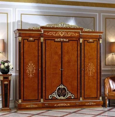 Produktbild von Kleiderschrank Schlafzimmer Holz Schrank Antik Stil Barock Rokoko Schränke E38