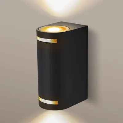 Produktbild von LED Wandleuchte Wandlampe mit GU10 Fassung IP54 in schwarz Up & Down 2 Flammig Kaltweiß