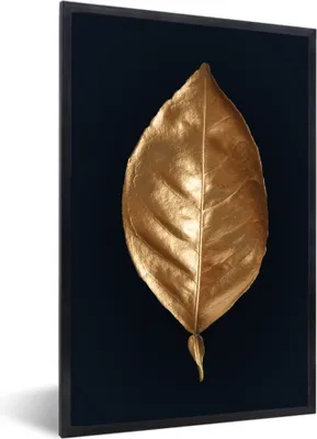 Produktbild von MuchoWow® MuchoWow® Gerahmtes Poster Luxus - Blatt - Gold 40x60 cm - Poster mit zchwarzem Bilderrahmen - Papierdruck - Wandbilder