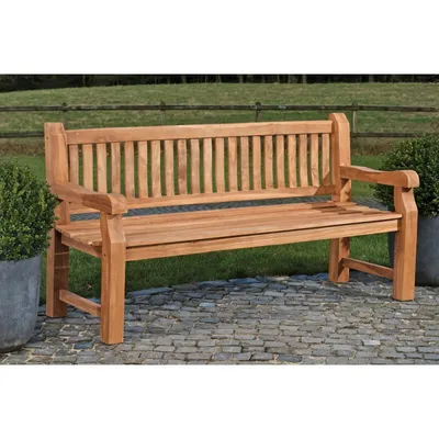 Produktbild von CLP Teakbank Jackson V2 Gartenbank mit Rückenlehne wetterfest stabil massiv teak Größe 150 cm