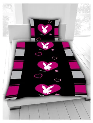 Produktbild von Playboy Bettwäsche Playboy Bunny Herzen Liebe Partner 100% Baumwolle Reißverschluss NEU - All-In-One-Outlet-24 - (135 x 200 cm)