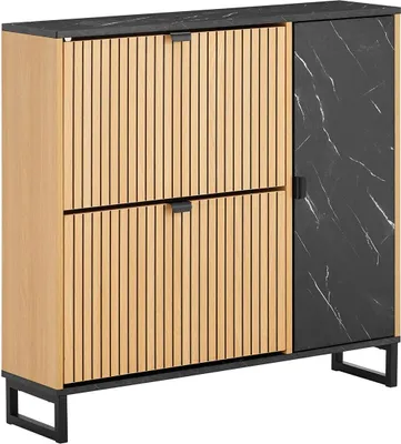 Image de Narsy armoire à chaussures, FSR203-N, 2 abattants, en marron café, avec espace de rangement