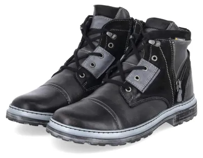 Imagen del producto de Botas de cordones para hombre, color gris, de cuero liso, talla 43
