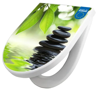 Produktbild von WC Sitz mit Absenkautomatik D Form Motiv Steine&Relax [TDW3 10025]