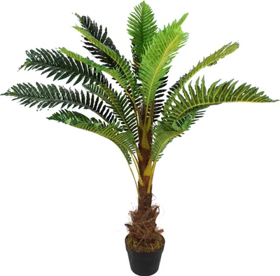 Produktbild von Künstliche Palme 100 cm mit 18 Palmenwedel wie echt Kunstpalme Kunstpflanze im Topf