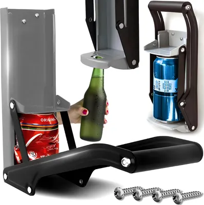 Obrázek produktu pro Can Crusher Otvírák na lahve Nástěnný drtič pivních plechovek Nápojová plechovka 2v1 Crushermit Recyklační nástroj Soda Pivo PET lahve Plechovky 350mm Retoo