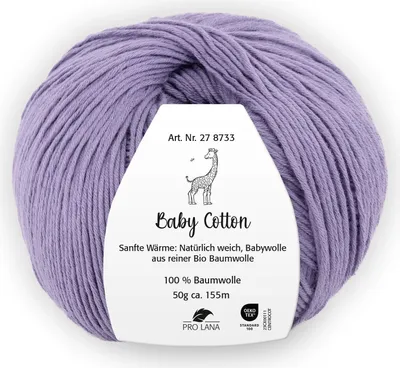 Produktbild von Pro Lana BABY Baumwolle 50 g 100 % Baumwolle Babywolle speichelecht 155 m Farbe 044 - lavendel
