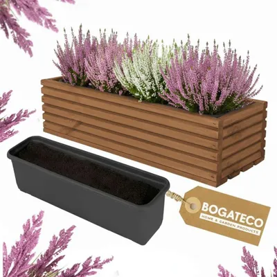 Productafbeelding van Bloembakken van hout met een plastic inzetstuk, geschikt voor tuin en balkon