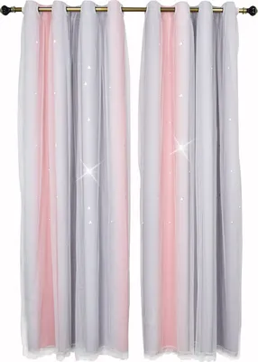 Obrázek produktu pro Hvězdné zatemňovací závěsy, barevné dvouvrstvé hvězdné závěsy, 2 panely (52W x 63L palců, růžová)
