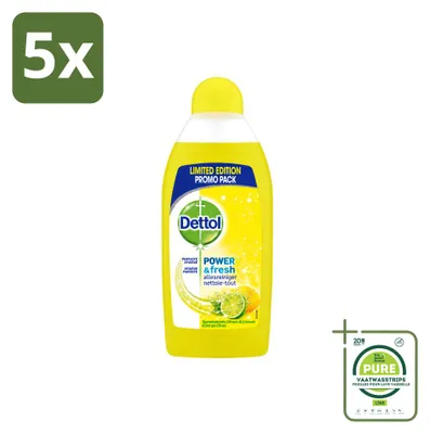Produktbild von 5 x Dettol Power & Fresh Allesreiniger - Zitrone - 500 ml - Großpackung - 5 Stücke