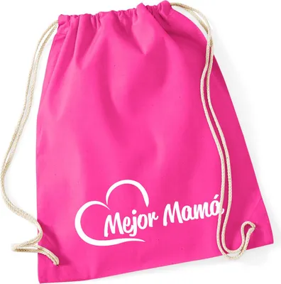 Produktbild von Huuraa Turnbeutel Mejor Mamá Corazón 12 Liter Fuchsia Baumwolle Rucksack Geschenkidee