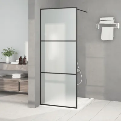 Produktbild von "2026 Promotion" Duschwand für Begehbare Dusche Schwarz 80x195 cm Matt ESG-Glas - Duschabtrennungen CC1570