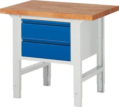 Produktbild von Werkbank mit 2 Schubladen - 180:2 - 890 x 1.000 x 700 mm (HxBxT) - Traglast 750 kg - Buche