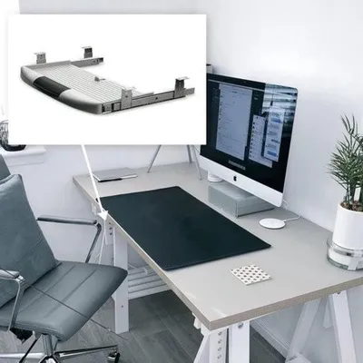 Produktbild von Tastaturauszug Untertischmontage | 1 Satz Tastaturauszüge zur Untertischmontage - Grau | Ausziehbare Untertischablage inkl. Ablagefach | Tastaturauszüge & -schlitze