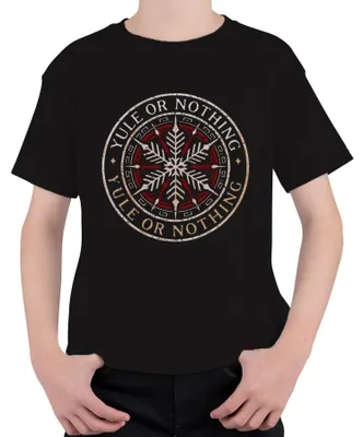 Immagine prodotto di Yule or Nothing Viking Snowflake Christmas Gift Retro Maglietta unisex per bambini, nero, 152