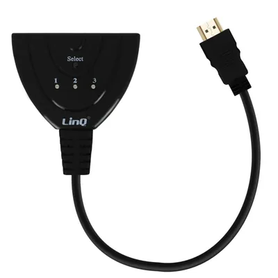 Immagine prodotto di Adattatore multiplo /HUB HDMI maschio a 3x porte HDMI, di LinQ - Nero