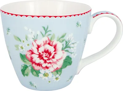 Produktbild von Greengate Becher ALIVIA PALE BLUE Blau mit Blumen Porzellan Tasse
