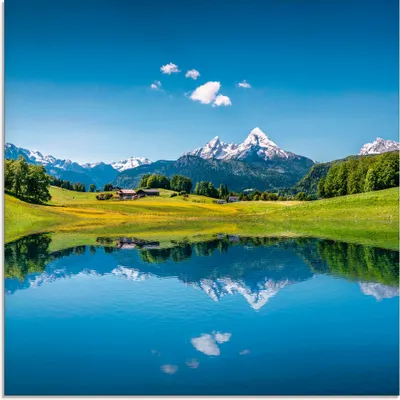 Produktbild von ARTland Glasbild Landschaft in den Alpen Größe: 20x20 cm